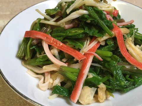 ほうれん草とえのきとカニカマの甘酢醤油和え♪